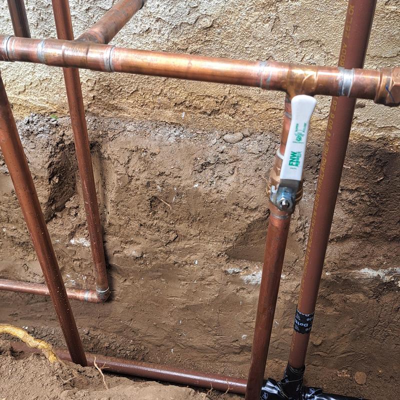 Copper gas line with shut-off valve installation Copper gas line with shut-off valve installation