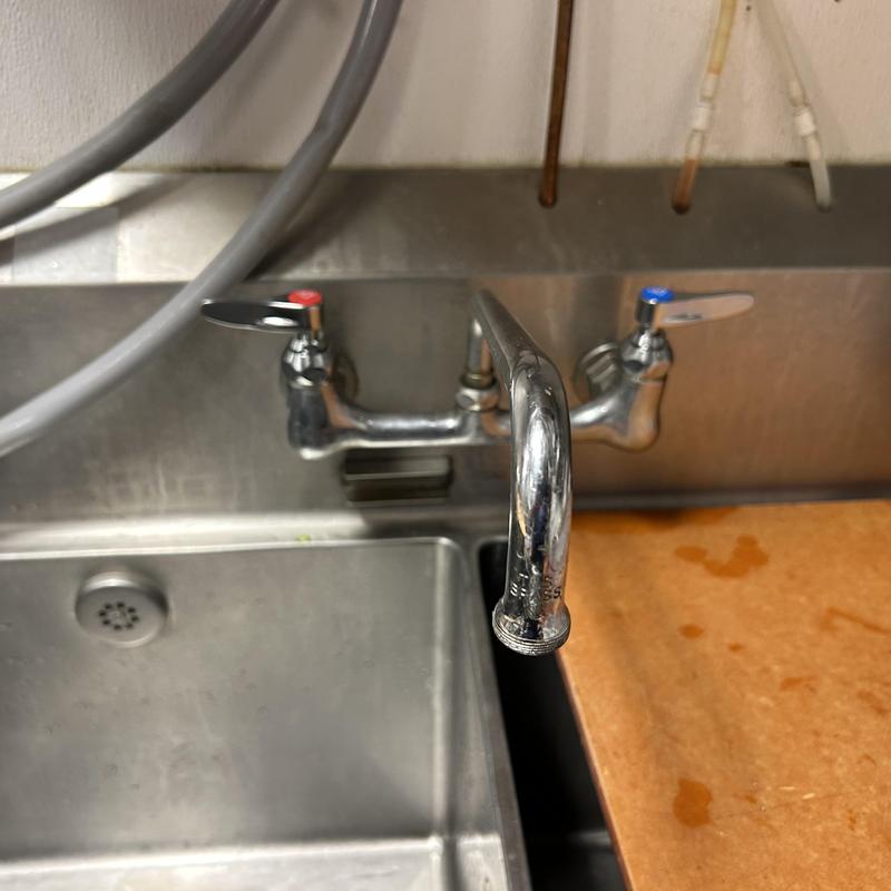 Commercial faucet and sink with hot and cold handles
