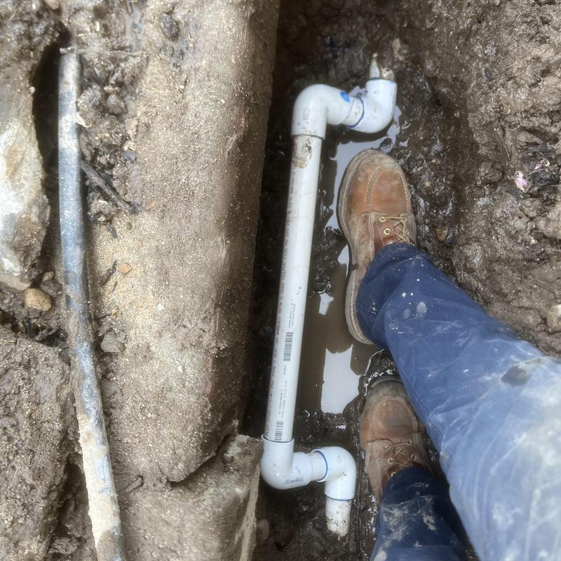 1-inch irrigation main PVC pipe repair in trench