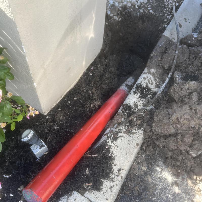 1-inch irrigation main exposed for spot repair