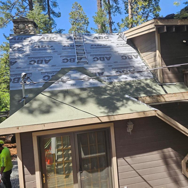 GAF lifetime asphalt roof underlayment installation on cabin