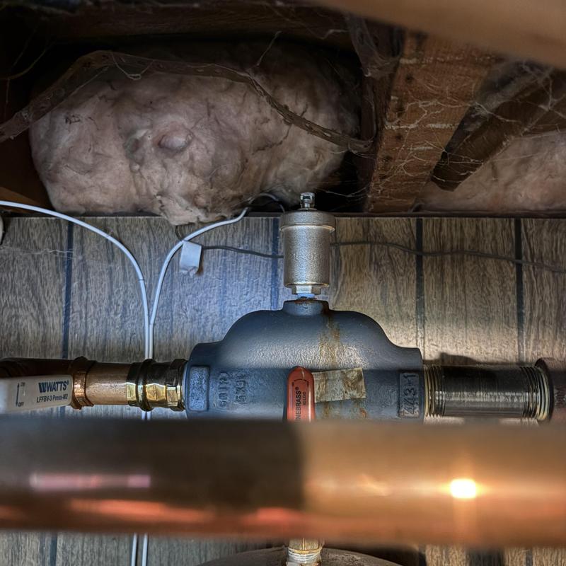 Boiler hyvent valve with water leak and pipes