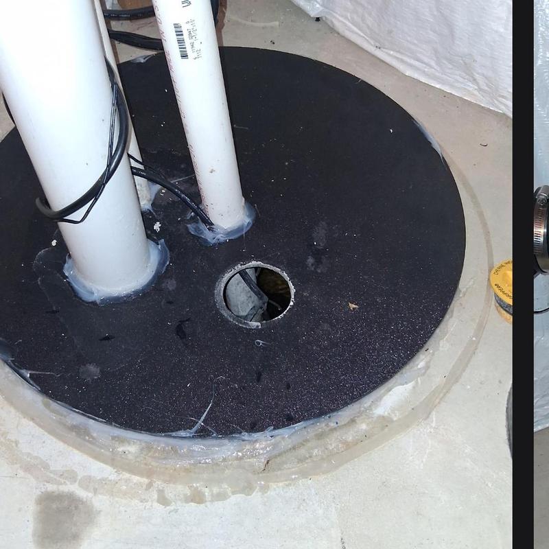 Sump pump cover and discharge pipes replacement