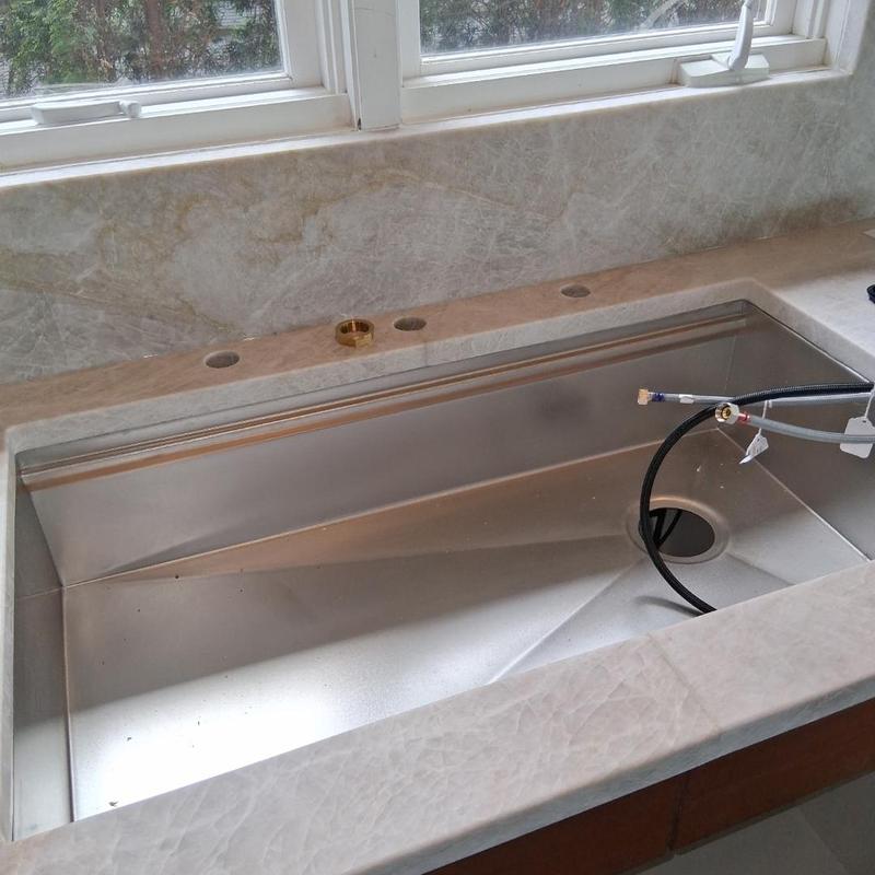 Stainless steel kitchen sink installation prep
