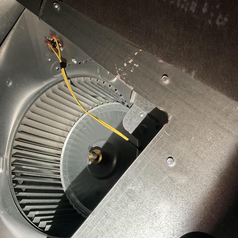Blower motor wheel and wiring in HVAC unit Blower motor wheel and wiring in HVAC unit
