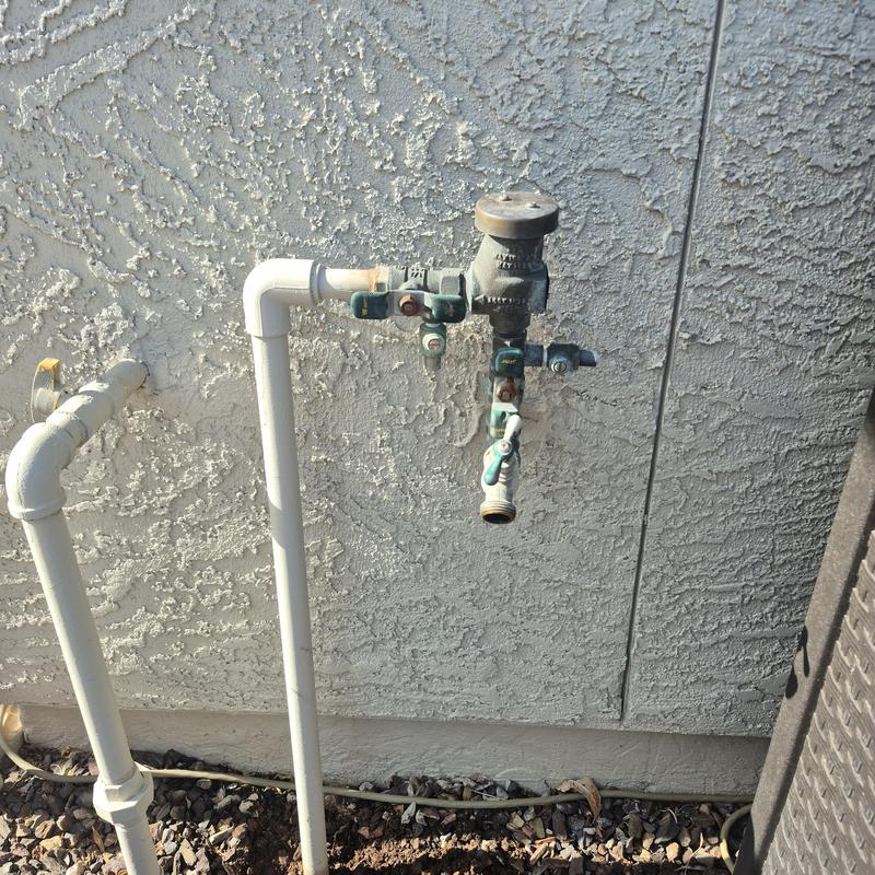 Pressure vacuum breaker assembly on backyard pipe