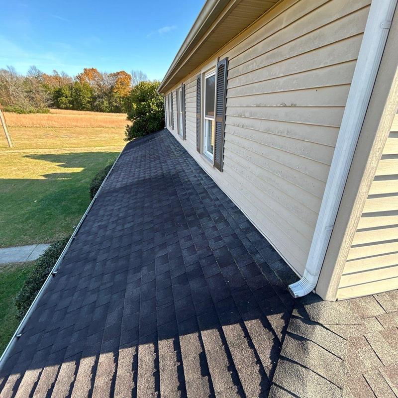 Asphalt shingle roof and gutter drainage inspection