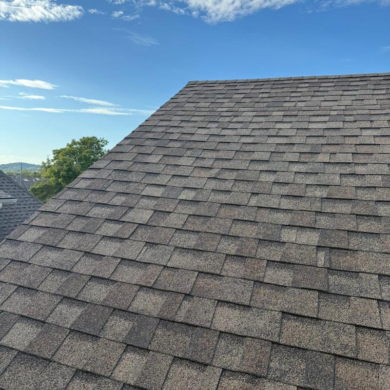 Asphalt shingles roof with visible hail damage