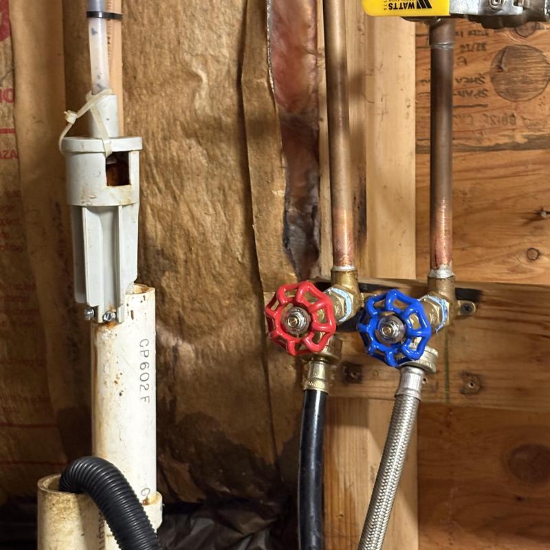 Laundry room hot and cold water valve drip repair