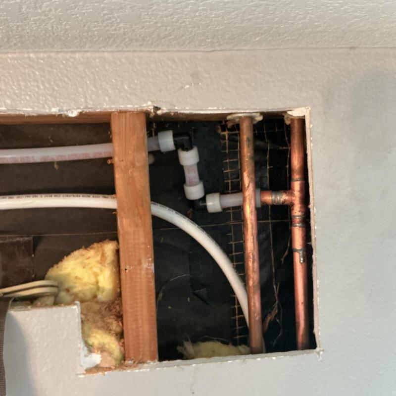 Half-inch hot water line reroute with copper pipes