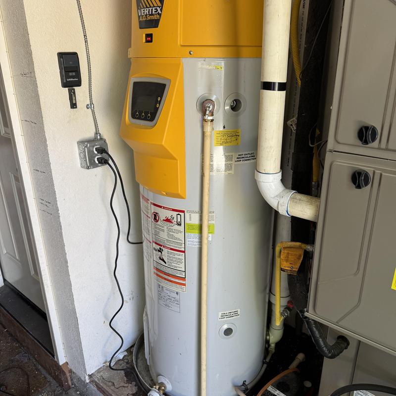 High efficiency water heater with piping inspection