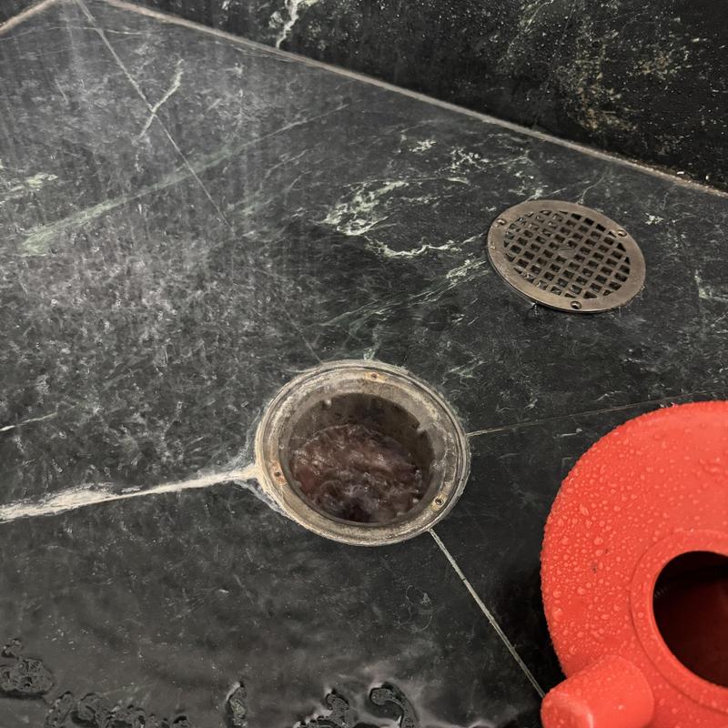 Shower drain with clear water flow after hair removal