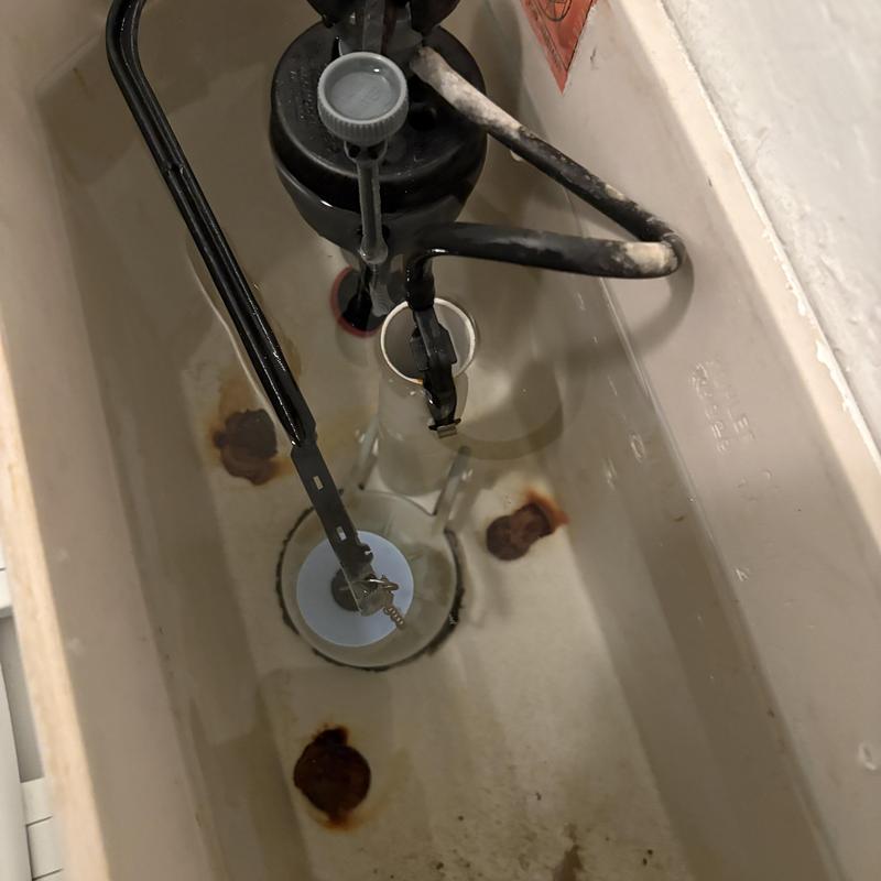 Toilet Tank Components and Rust Spots Inspection