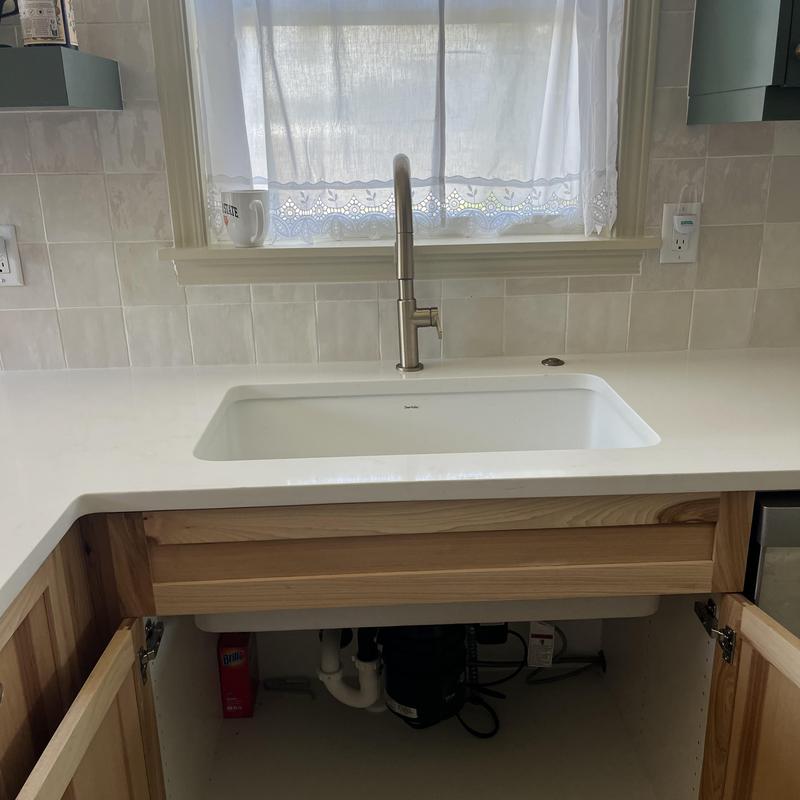 Kitchen sink faucet and garbage disposal installation