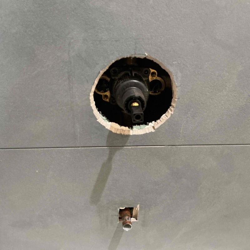 Shower cartridge and isolation valve installation view