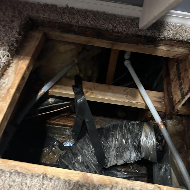 Water heater plumbing leak behind wall access panel Water heater plumbing leak behind wall access panel