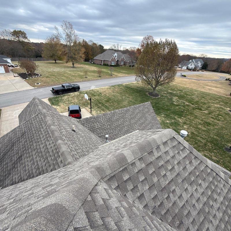 Architectural shingles with hail damage inspection view