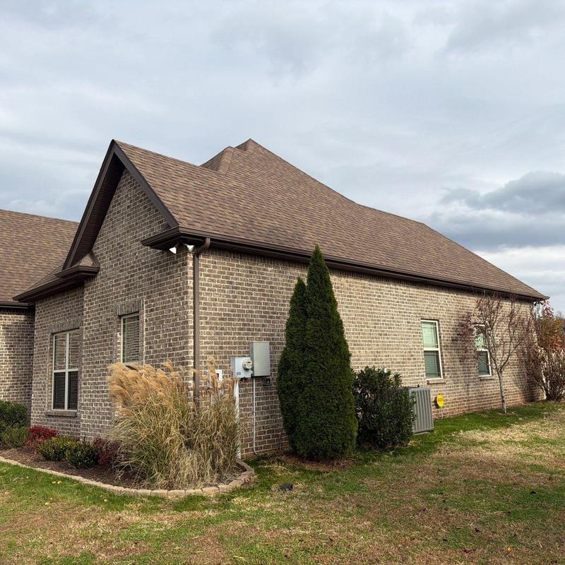 Asphalt shingle roof and gutter inspection with damage