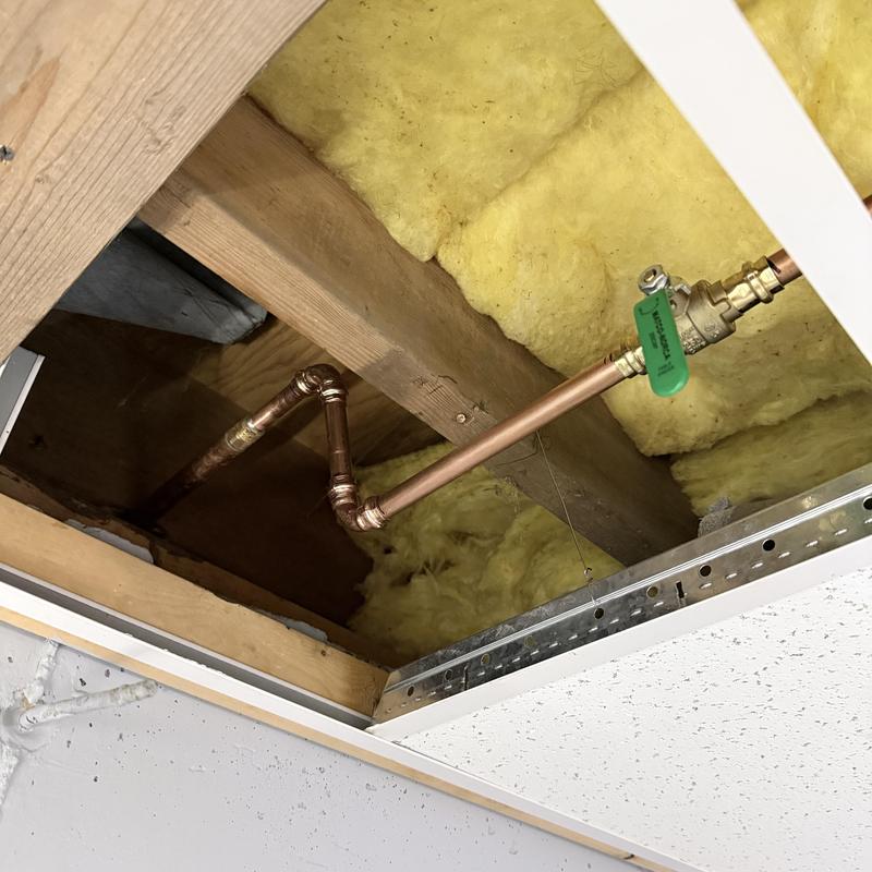 Copper silcock line with vacuum breaker installed