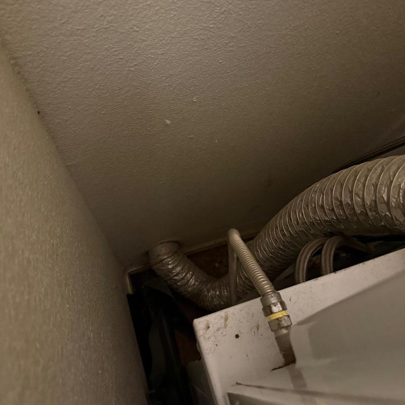 Gas line and flexible vent duct installation near appliance Gas line and flexible vent duct installation near appliance