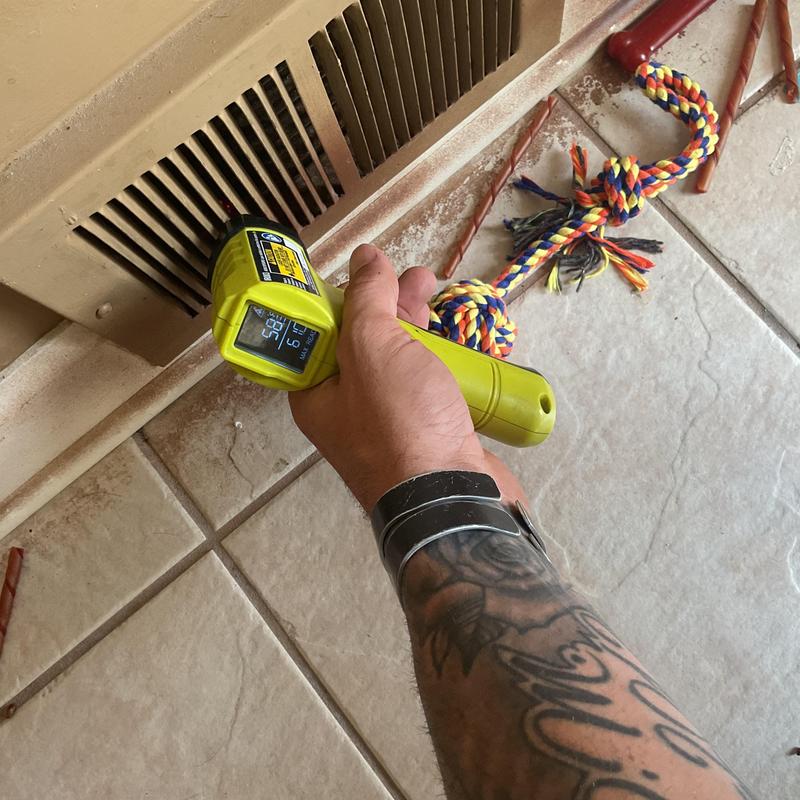 Floor vent temperature reading with infrared thermometer Floor vent temperature reading with infrared thermometer