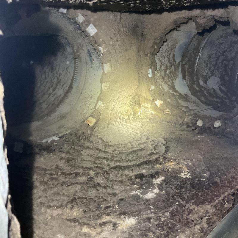 Dirty HVAC air duct interior before cleaning Dirty HVAC air duct interior before cleaning