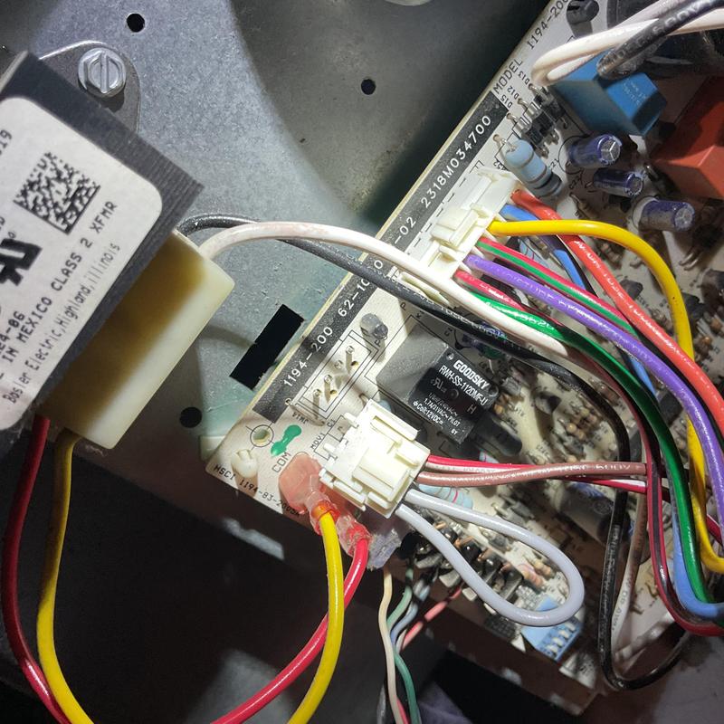 HVAC control board with broken pin connector and wiring HVAC control board with broken pin connector and wiring