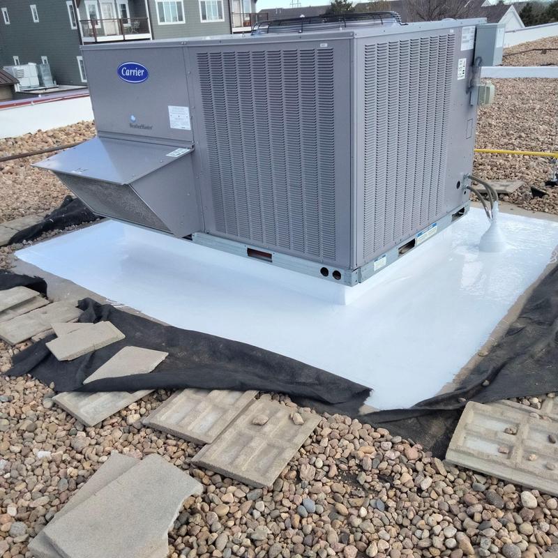 Carrier rooftop HVAC unit on sealed EPDM membrane
