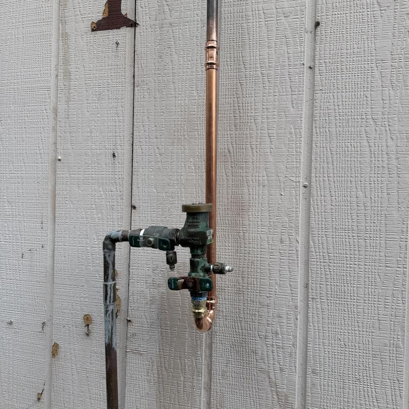 Vacuum breaker pipe line repair with copper piping
