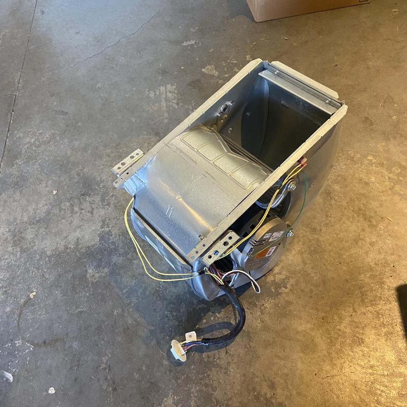 Furnace blower motor assembly with wiring and housing