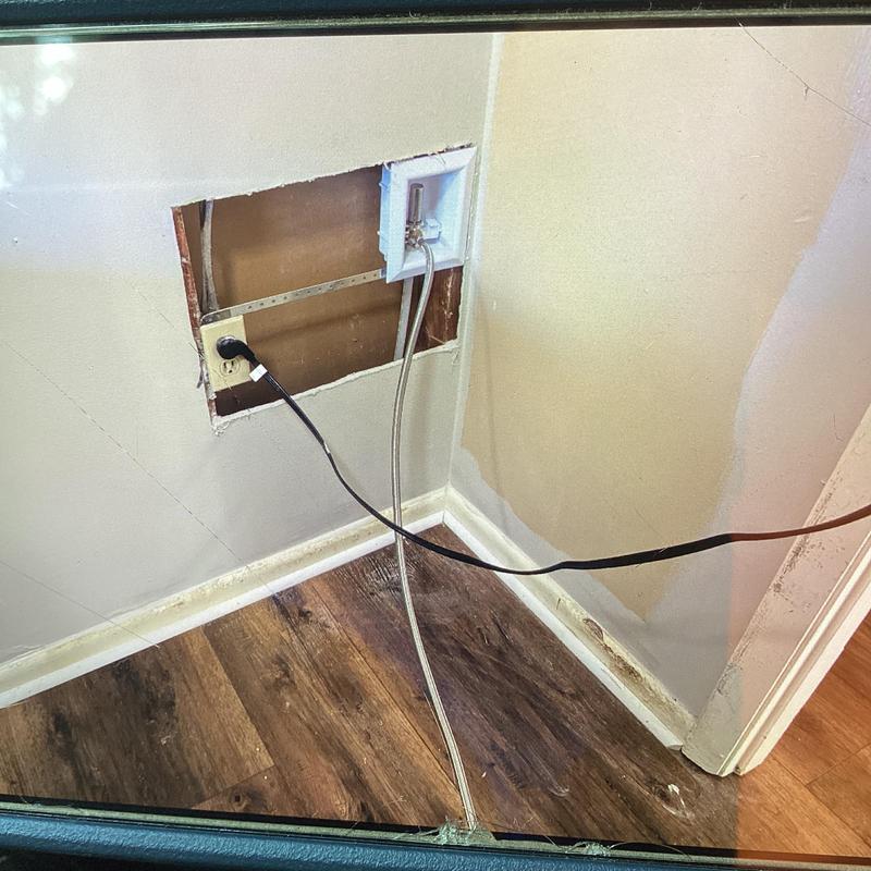 Ice maker water line mount with cut drywall wall