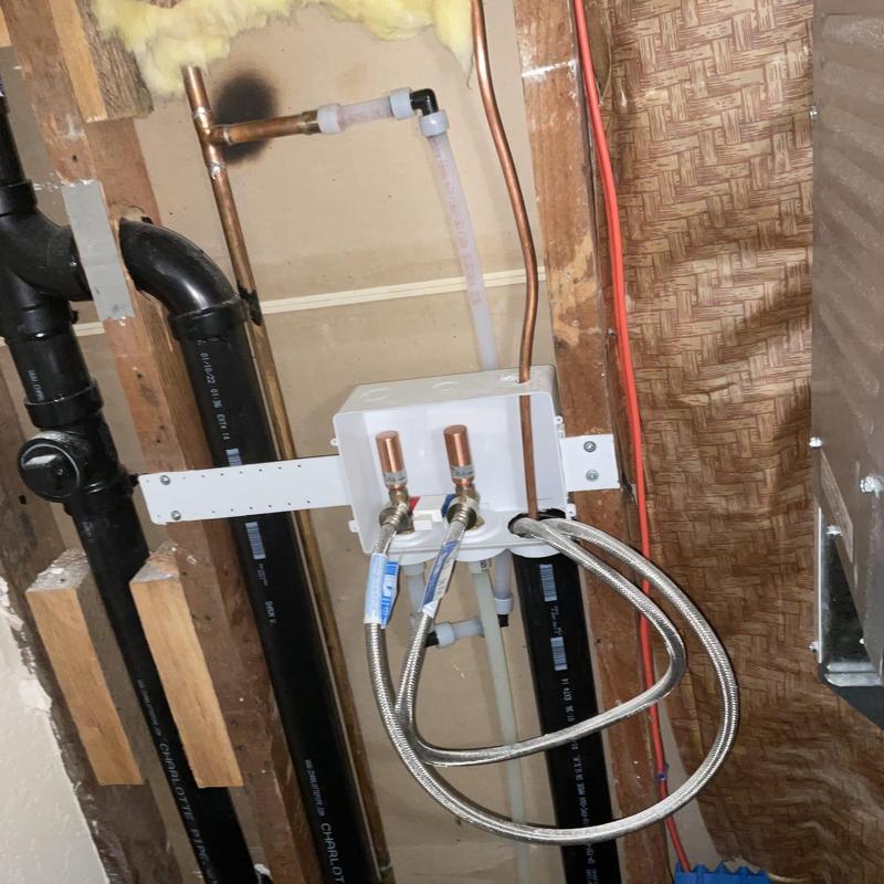 Copper tubing installation at laundry box drainage system Copper tubing installation at laundry box drainage system