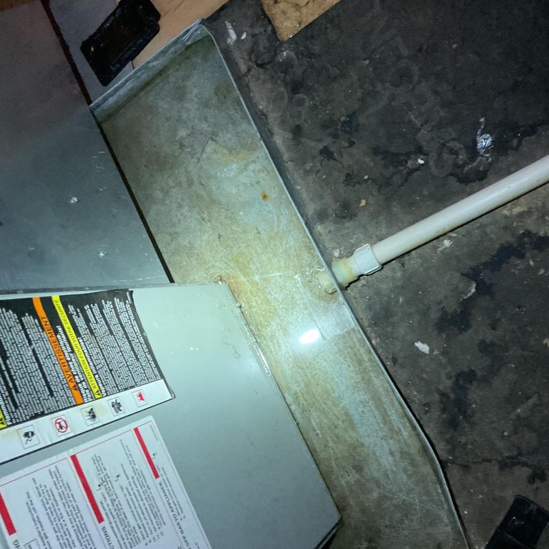Downstairs HVAC condensate drain line overflow and leak Downstairs HVAC condensate drain line overflow and leak