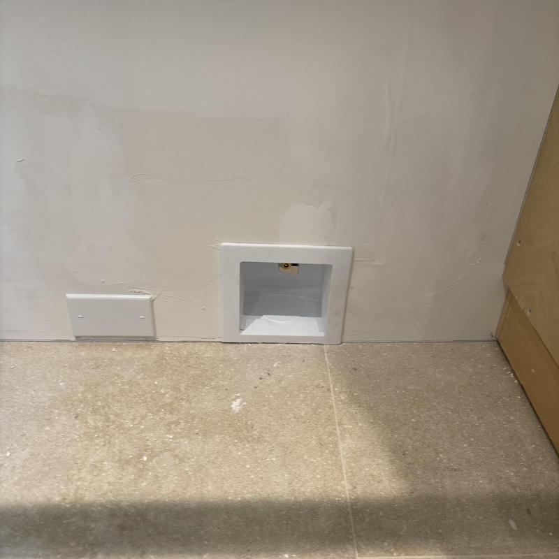Cooktop gas line quarter turn angle stop box installed