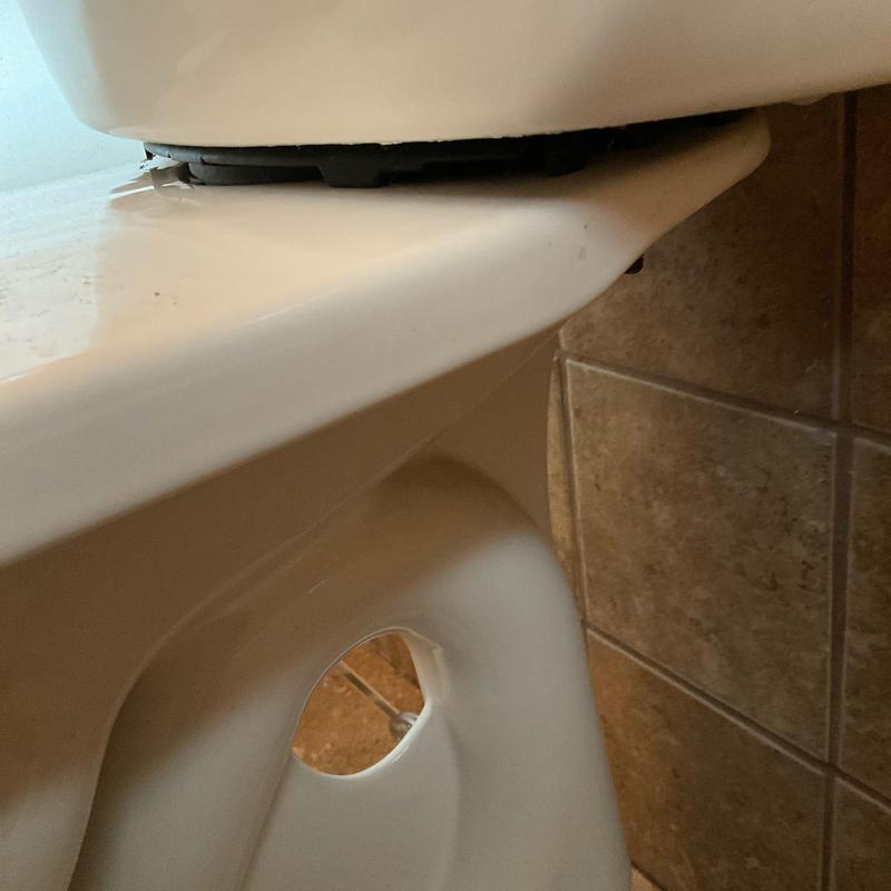 Toilet tank to bowl gasket installation detail Toilet tank to bowl gasket installation detail