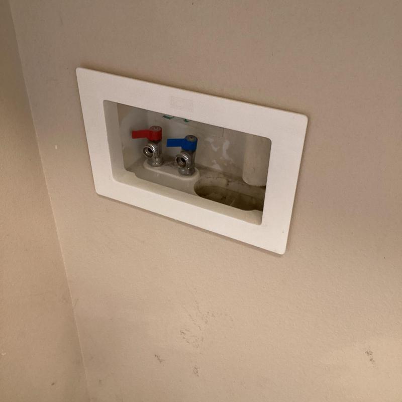 Washing machine water shutoff valves inside wall box Washing machine water shutoff valves inside wall box