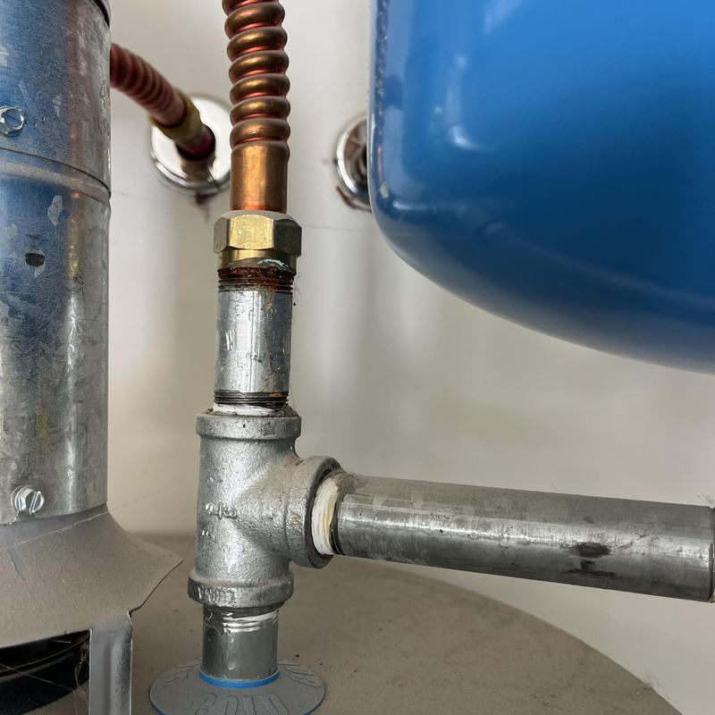 Expansion tank piping with new copper fittings