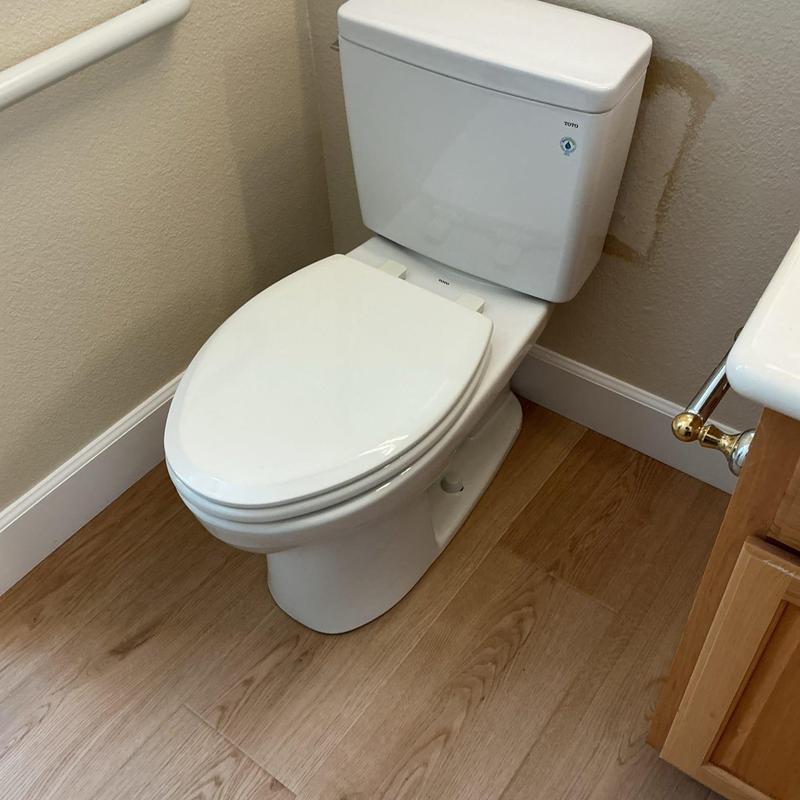 Toilet and angle stops installed in downstairs bathroom
