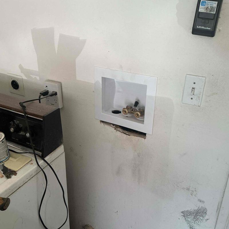 Washing machine valves and box installation in laundry area