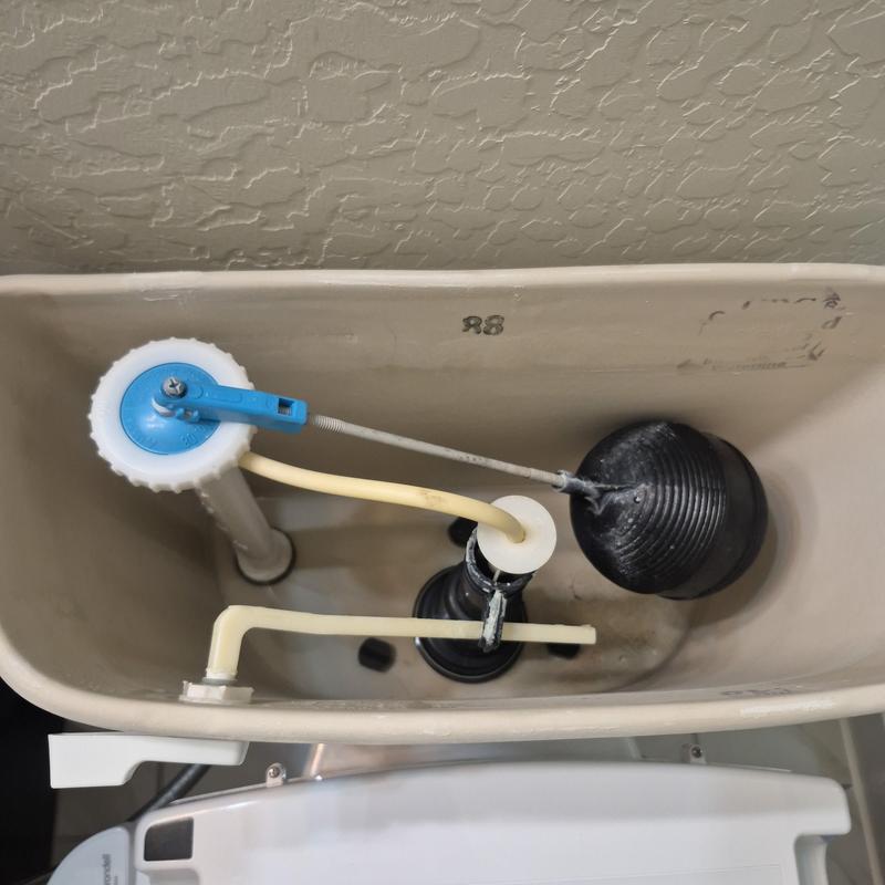 Toilet tank internal components with rebuild parts