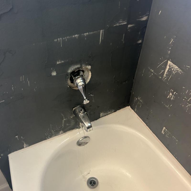 Tub spout and faucet with damaged wall coating