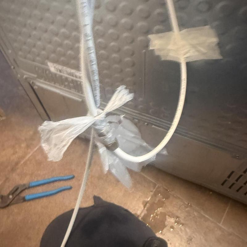 Icemaker water line installation with taped connections