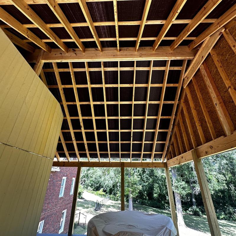 Porch wood framing and roof underlayment installation Porch wood framing and roof underlayment installation