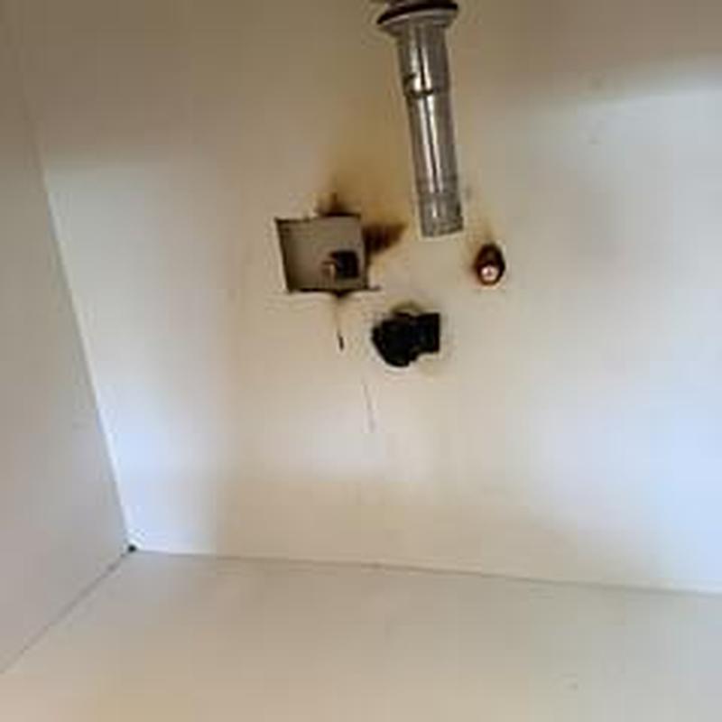 Dryer vent and gas line capped and extended in bathroom remodel