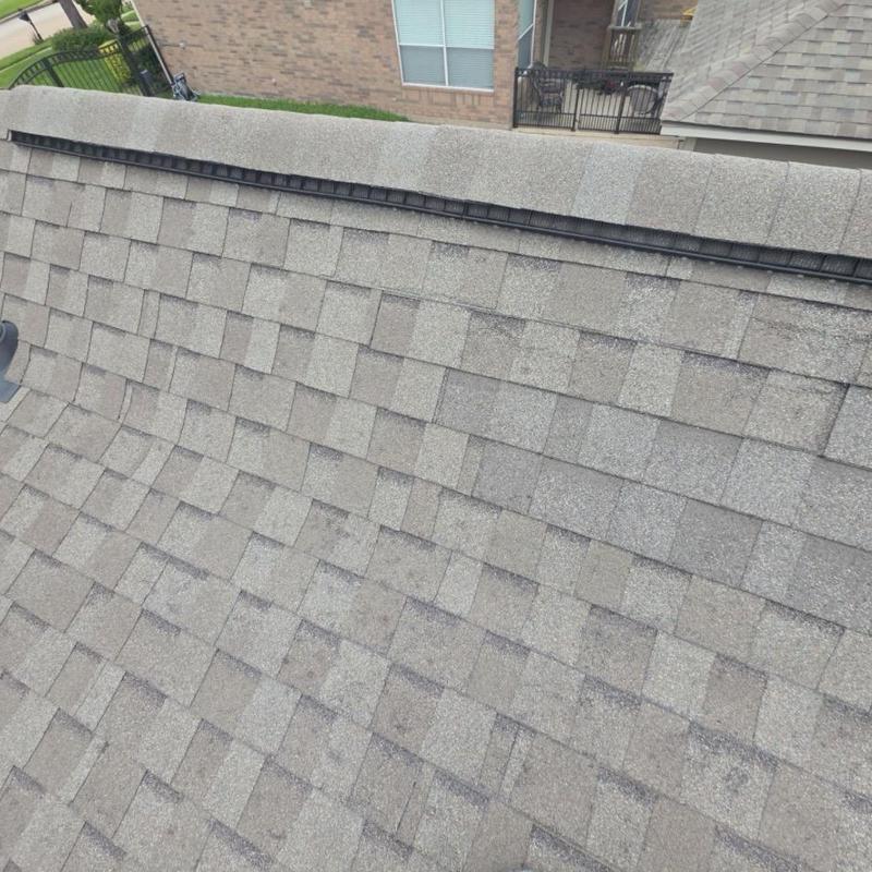 Architectural shingle roof with hail impact and wear
