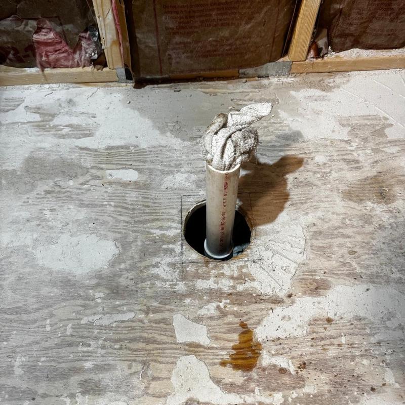 Shower drain pipe stub-up in floor hole