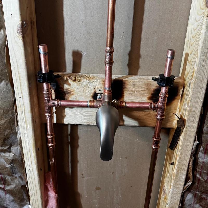 Shower valve and handle installation with copper piping