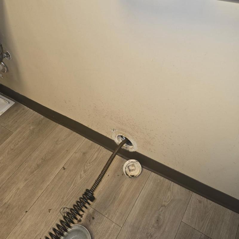 Main sewer line with drain cleaning cable inserted