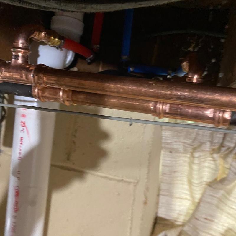 Copper plumbing pipes and fittings installation