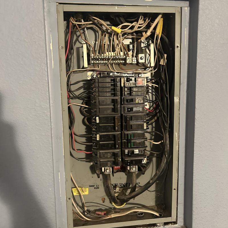 Electrical circuit breaker panel with wiring inspection Electrical circuit breaker panel with wiring inspection